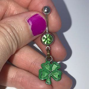 Four Leaf Clover Shamrock Dangle Belly Ring